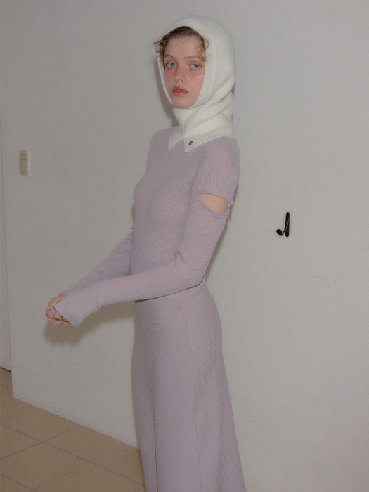 High Neck Cut-Out Long Dress_ Lavender