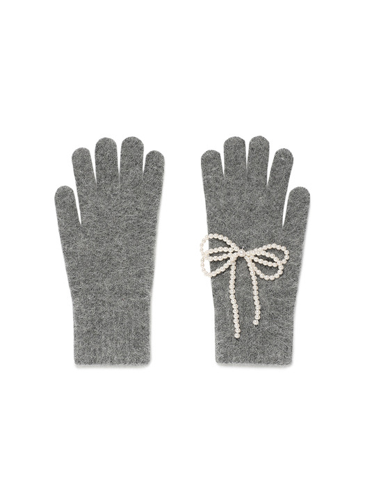 ☆韓国の人気☆【ROLAROLA】☆RIBBON ANGORA GLOVE.S☆関税込☆ 로라로라(ROLAROLA) RIBBON ANGORA GLOVES BLACK - 사이즈
