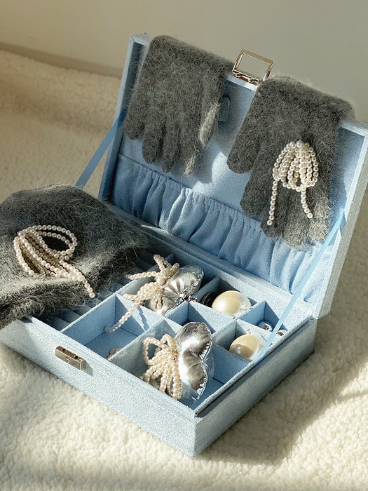로라로라]RIBBON ANGORA GLOVES GRAY