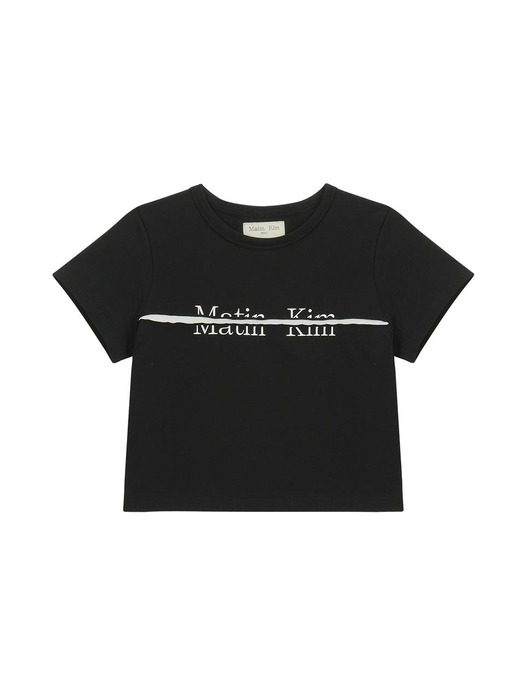 LOGO CUTTED CROP TOP IN BLACK - Image 2
