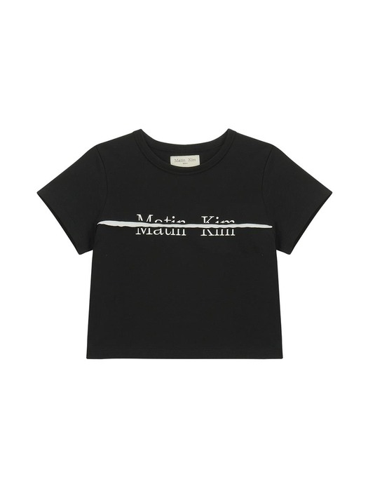 LOGO CUTTED CROP TOP IN BLACK