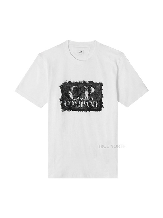 [CP컴퍼니] 남성 14CMTS192A 006011W 103 페인팅 로고 반팔 티셔츠 화이트