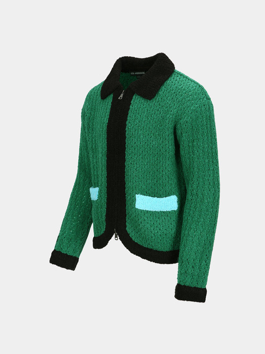 ELASS COLOR BLOCK CARDIGAN atb1075m(GREEN)