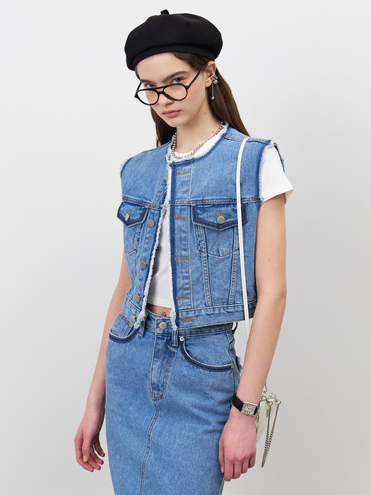 24 Spring_ Blue Washing Denim Vest