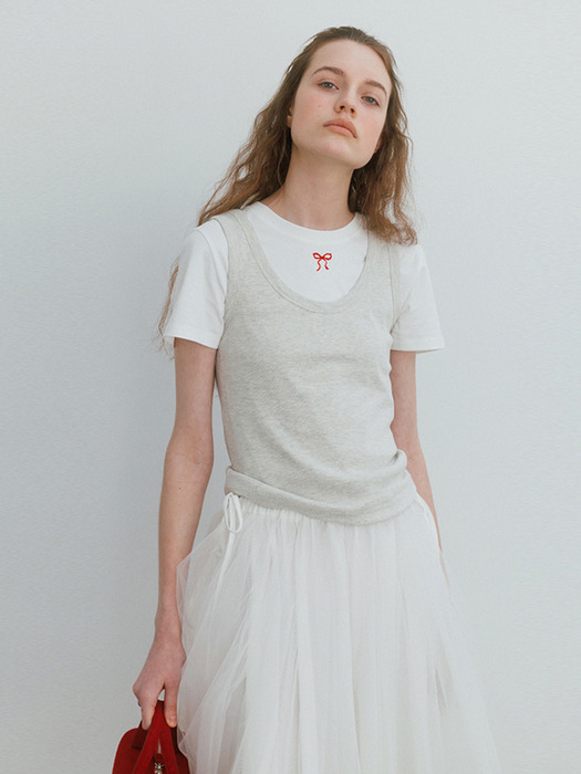 Embroidery Beads Tee in White