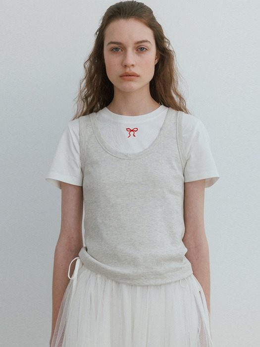 Embroidery Beads Tee in White