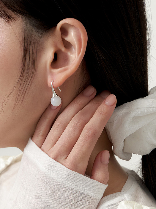 [silver925] white jade earring