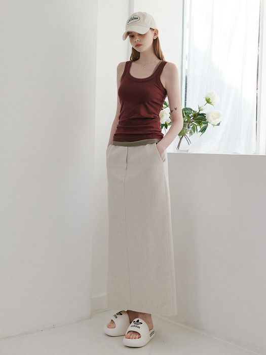Linen H-Line Long Skirt_2color