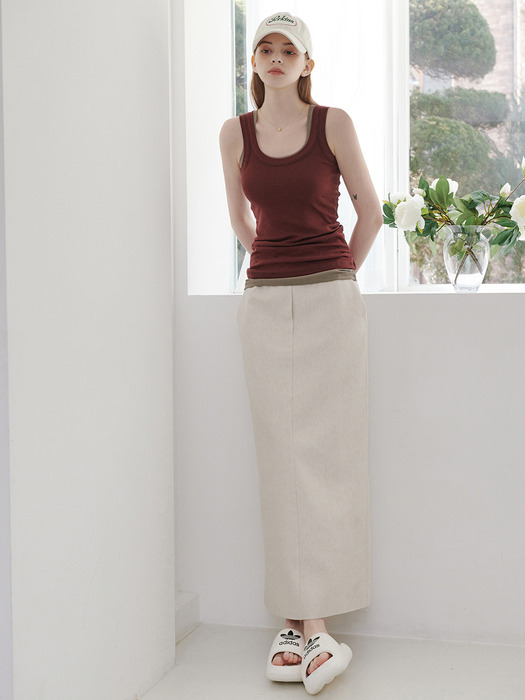 Linen H-Line Long Skirt_2color