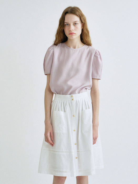 S Daily Shirring Puff Blouse_Lavender