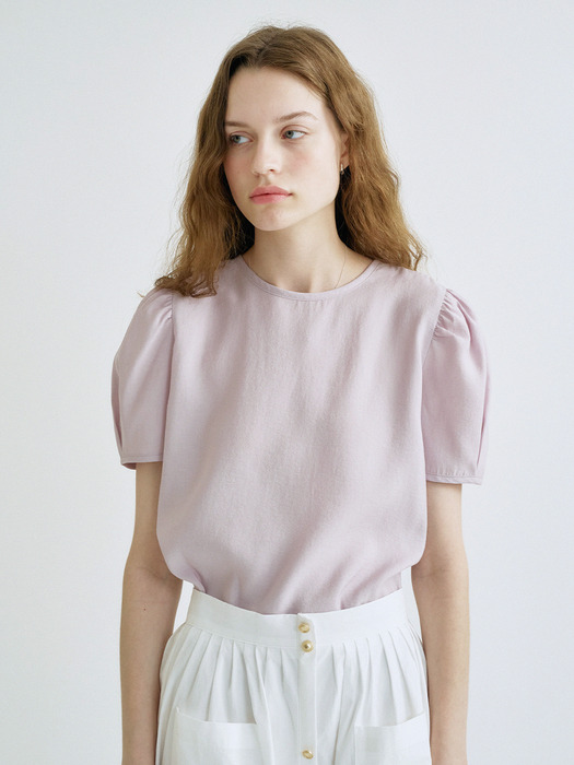 S Daily Shirring Puff Blouse_Lavender