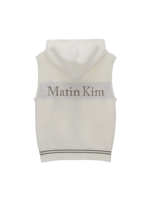 HOODY POINT LOGO KNIT VEST FOR WOMEN IN IVORY