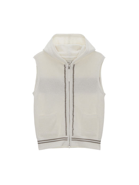 HOODY POINT LOGO KNIT VEST FOR WOMEN IN IVORY