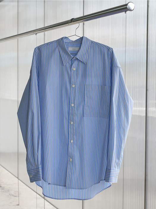 OverFit Stripe Pocket Shirt_Blue Grey