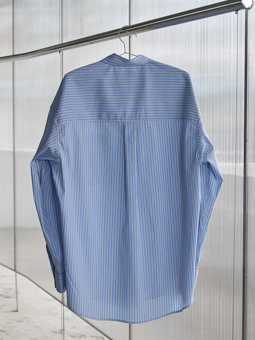 OverFit Stripe Pocket Shirt_Blue Grey