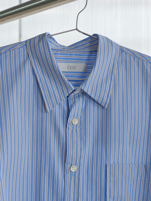 OverFit Stripe Pocket Shirt_Blue Grey