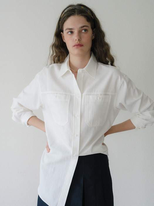 U Cotton Pocket Detail Shirt_3colors