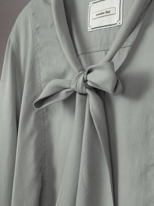 U NECK LONG TIE BLOUSE_MINT GRAY