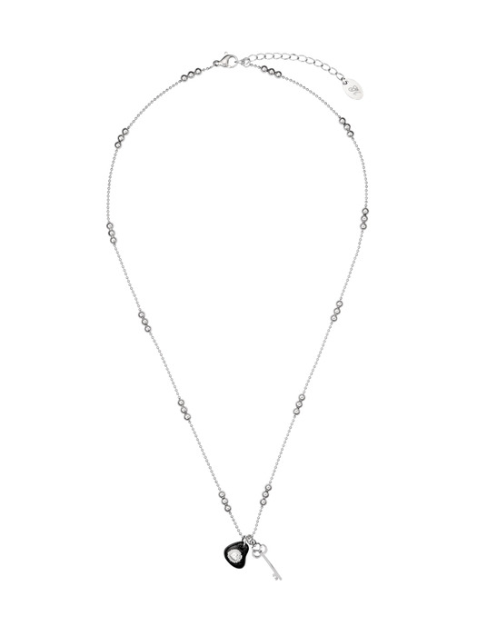엔프프]huge love key necklace-silver