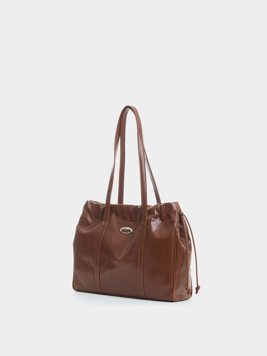 TRAWSTRING TOTE BAG, BROWN