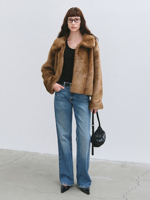 MILA FAUX FUR JACKET CAMEL