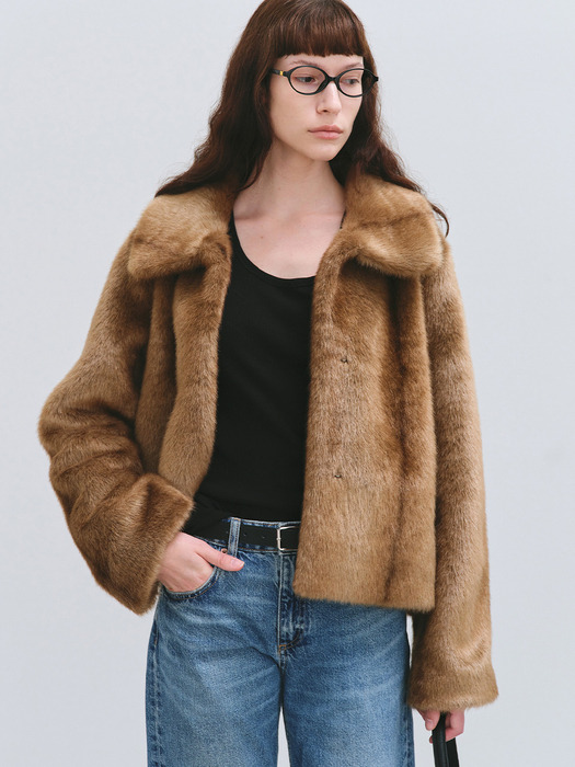 MILA FAUX FUR JACKET CAMEL