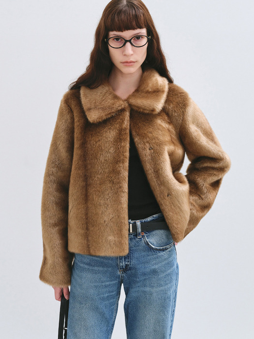 MILA FAUX FUR JACKET CAMEL