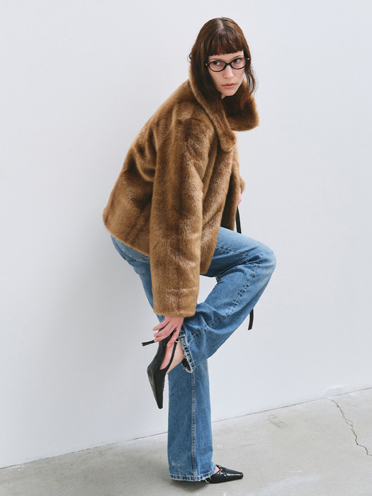 MILA FAUX FUR JACKET CAMEL