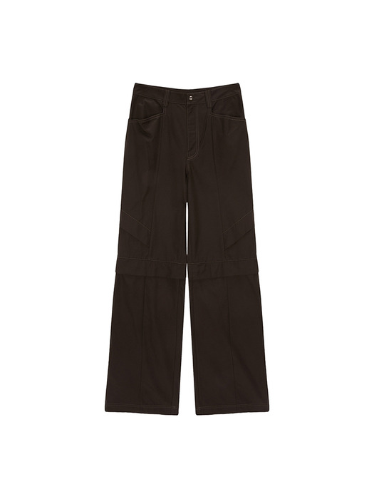 KNEE POINT TUCK WIDE PANTS IN BROWN