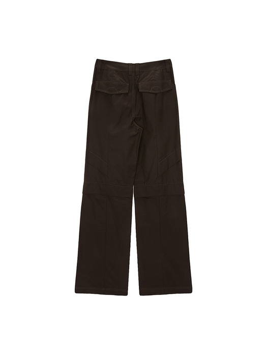 KNEE POINT TUCK WIDE PANTS IN BROWN