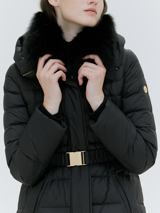 FOX FUR GOOSE DOWN MAXI COAT [TAUPE][BLACK]