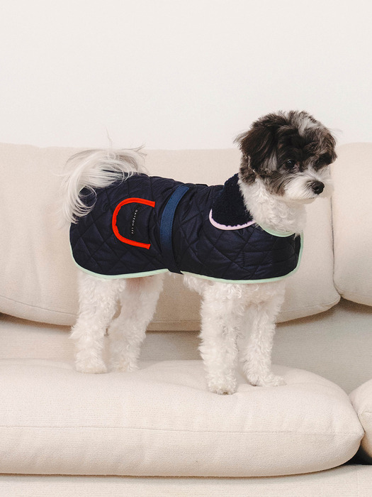 LETO Quilted Dog Jacket-Navy