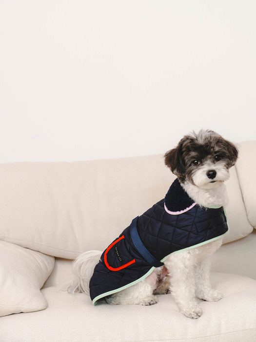 LETO Quilted Dog Jacket-Navy