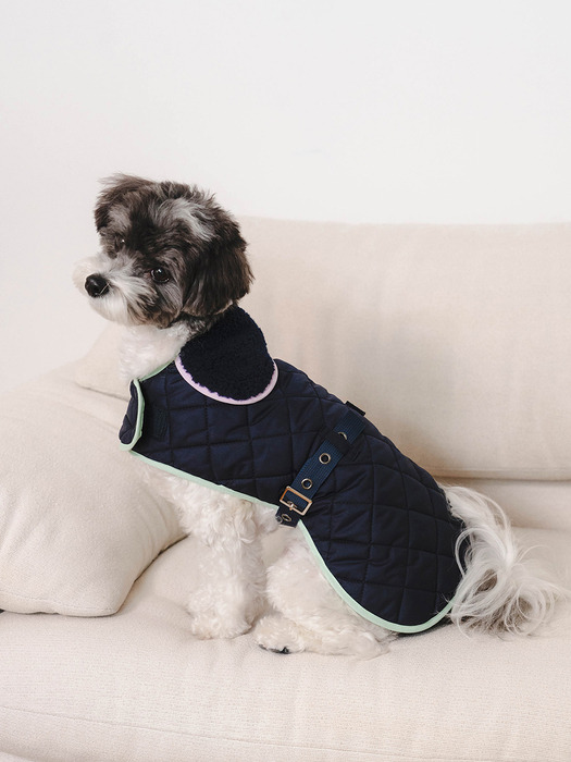 LETO Quilted Dog Jacket-Navy