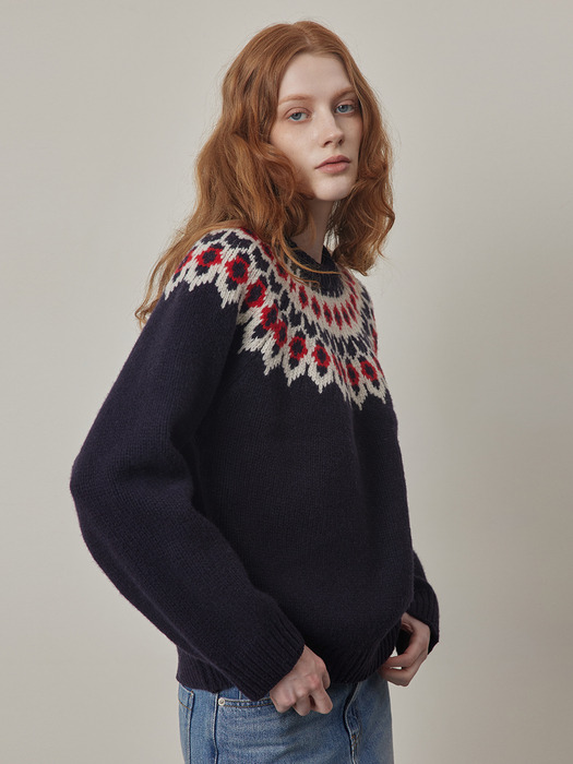 Nordic Jacquard Wool Knit-Pullover