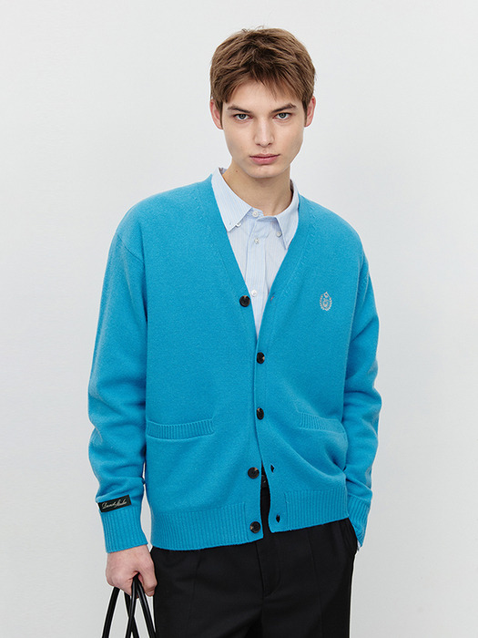 UNISEX ESSENTIAL LOGO KNIT CARDIGAN BLUE_M_UDSW5A102B2