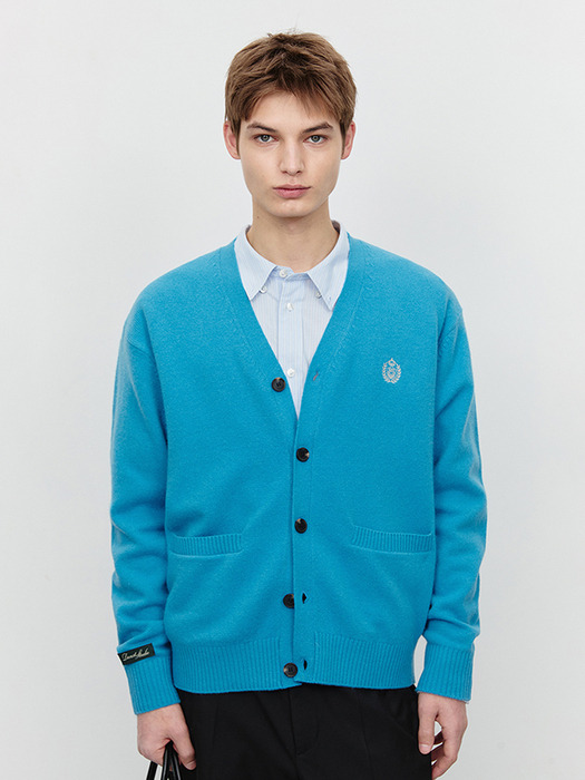 UNISEX ESSENTIAL LOGO KNIT CARDIGAN BLUE_M_UDSW5A102B2