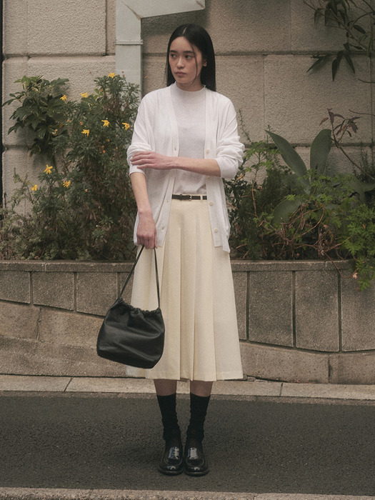 TESSA PLEATS SKIRT (BELT SET)_CREAM