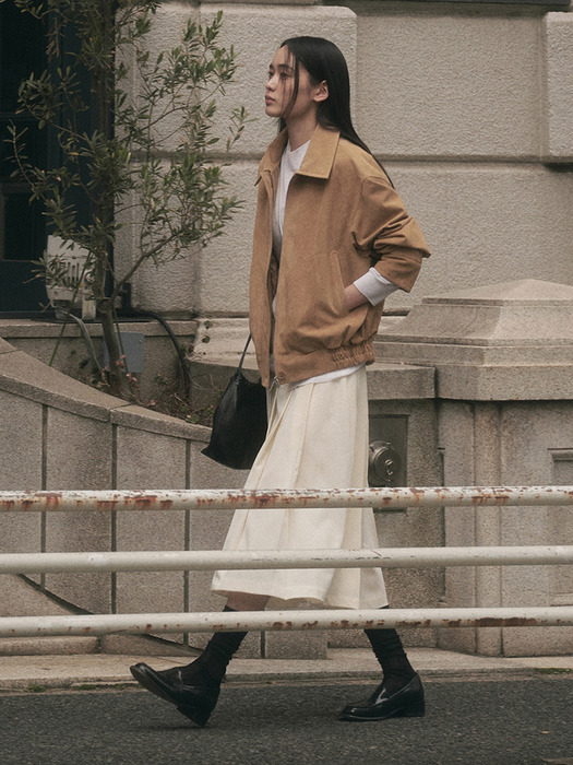 TESSA PLEATS SKIRT (BELT SET)_CREAM
