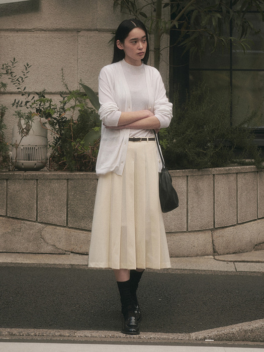TESSA PLEATS SKIRT (BELT SET)_CREAM