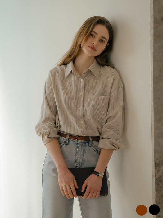 Timeless slim buckle leather belt_[2color]