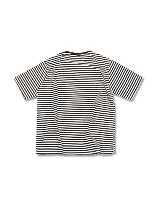 horizon stripe half t shirts -black-