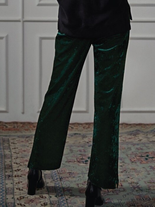velvet slit pants deep-green