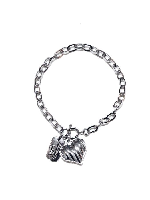 Stripe heart bracelet (Silver/surgical steel)