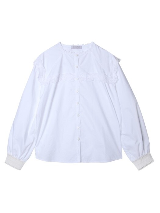 comos49 square-neck lace blouse (white)