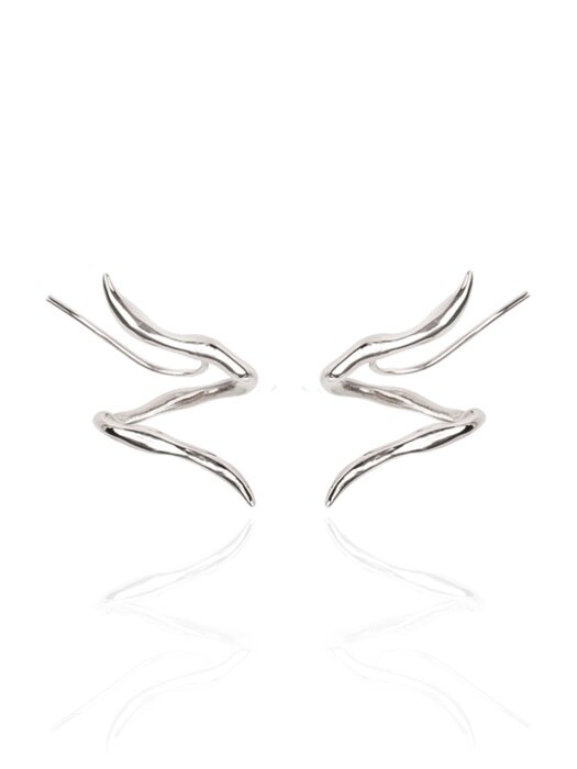 ILLUSION SIMPLE LINE EARRING -SILVER - 