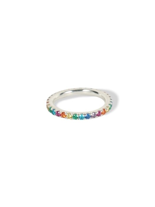 Bold rainbow silver ring