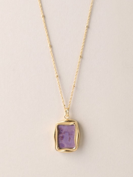 Silver Violet Square Sealing Stamp Necklace