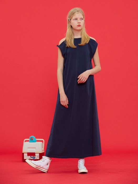 QUEEN HIGH LONG DRESS/NAVY