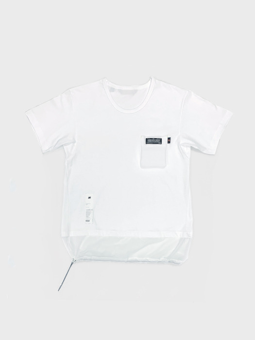 White Cotton-Nylon Layered T-shirt